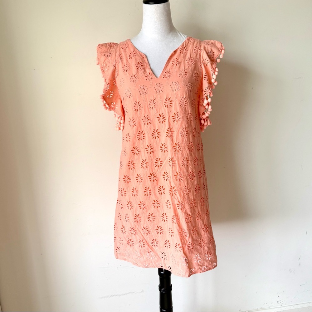 LILLY PULITZER Astara Pom Pom Eyelet Shift Dress—SZ. XS